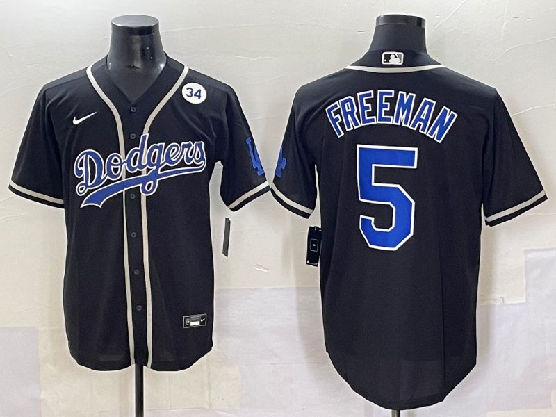 Men 2025 Los Angeles Dodgers #5 Freeman Black Fashion Nike MLB Jersey style 7045